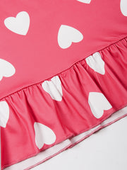  Heart Print Ruffle Trim Cami Sleep Dress