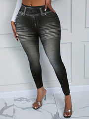  Denim Print High Stretch Leggings