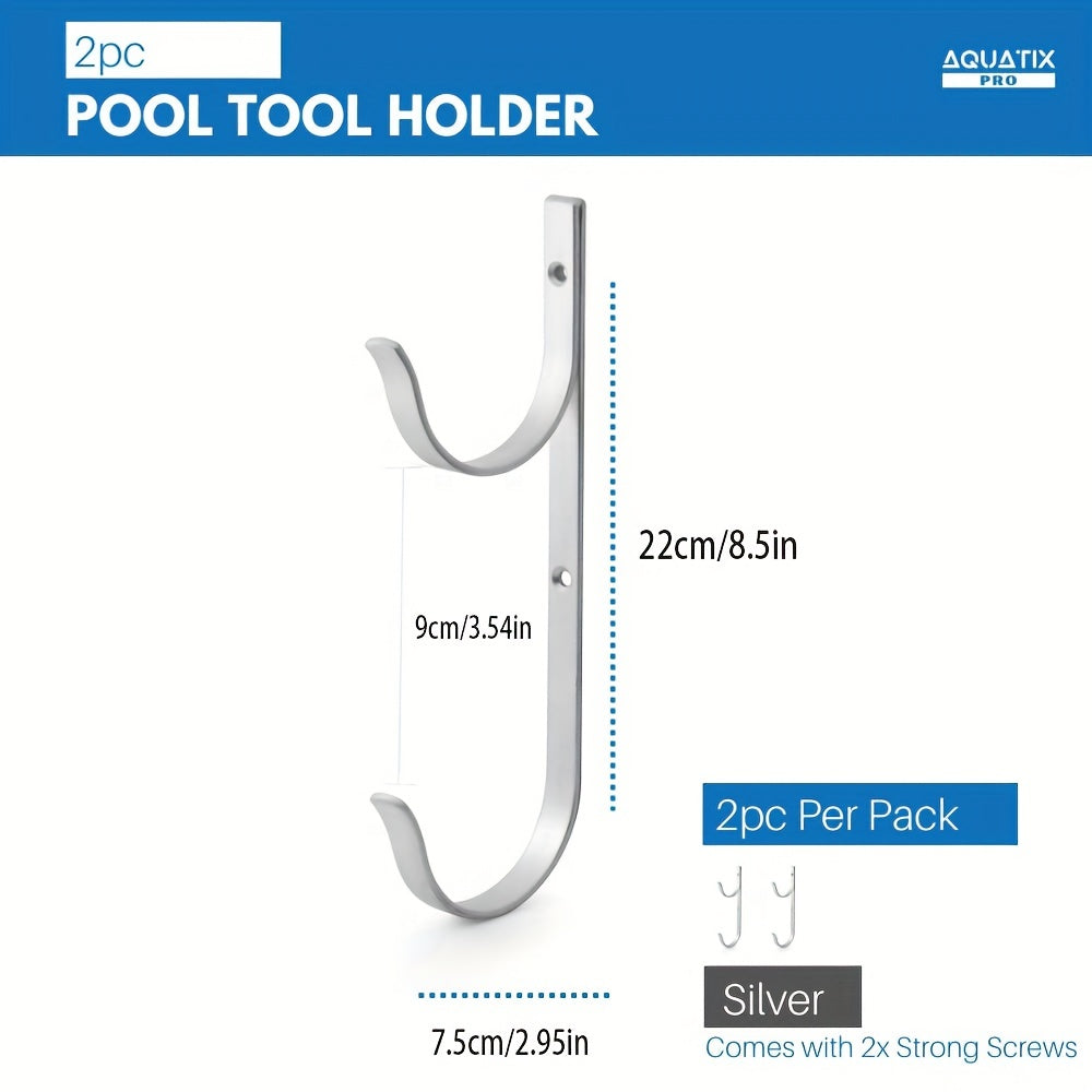 Aluminium Pool Pole Hangers 2 Pack with 4 Nails