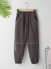 Boys Letter Embroidery Block Spliced Trousers