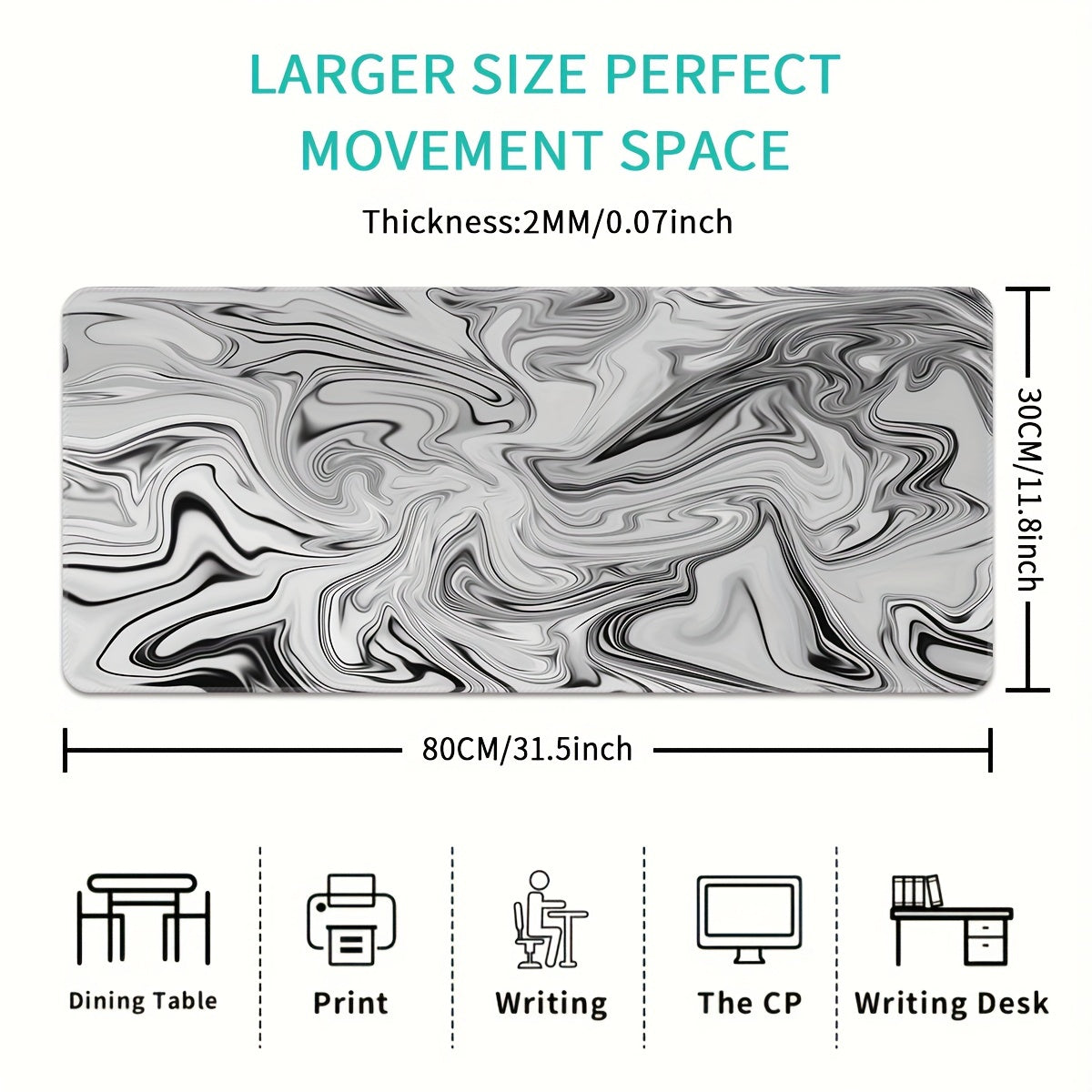 Gray Abstract Gaming Mouse Pad Non-slip Rubber Mat