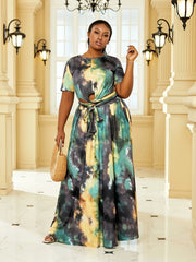  Tie Dye 2 Piece Set with Crop Top & Maxi Skirt