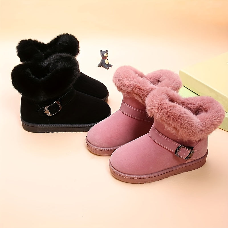 Girls' Slip On Snow Boots Soft & Warm Fleece Indoor Outdoor Walking