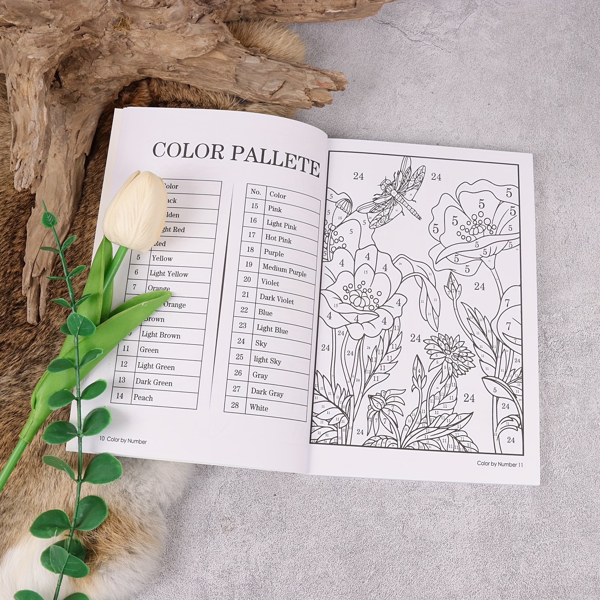 Flower & Butterfly Paint By Numbers Book