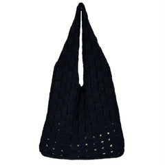 Solid Knitted Shoulder Bag Portable Shopping Bag