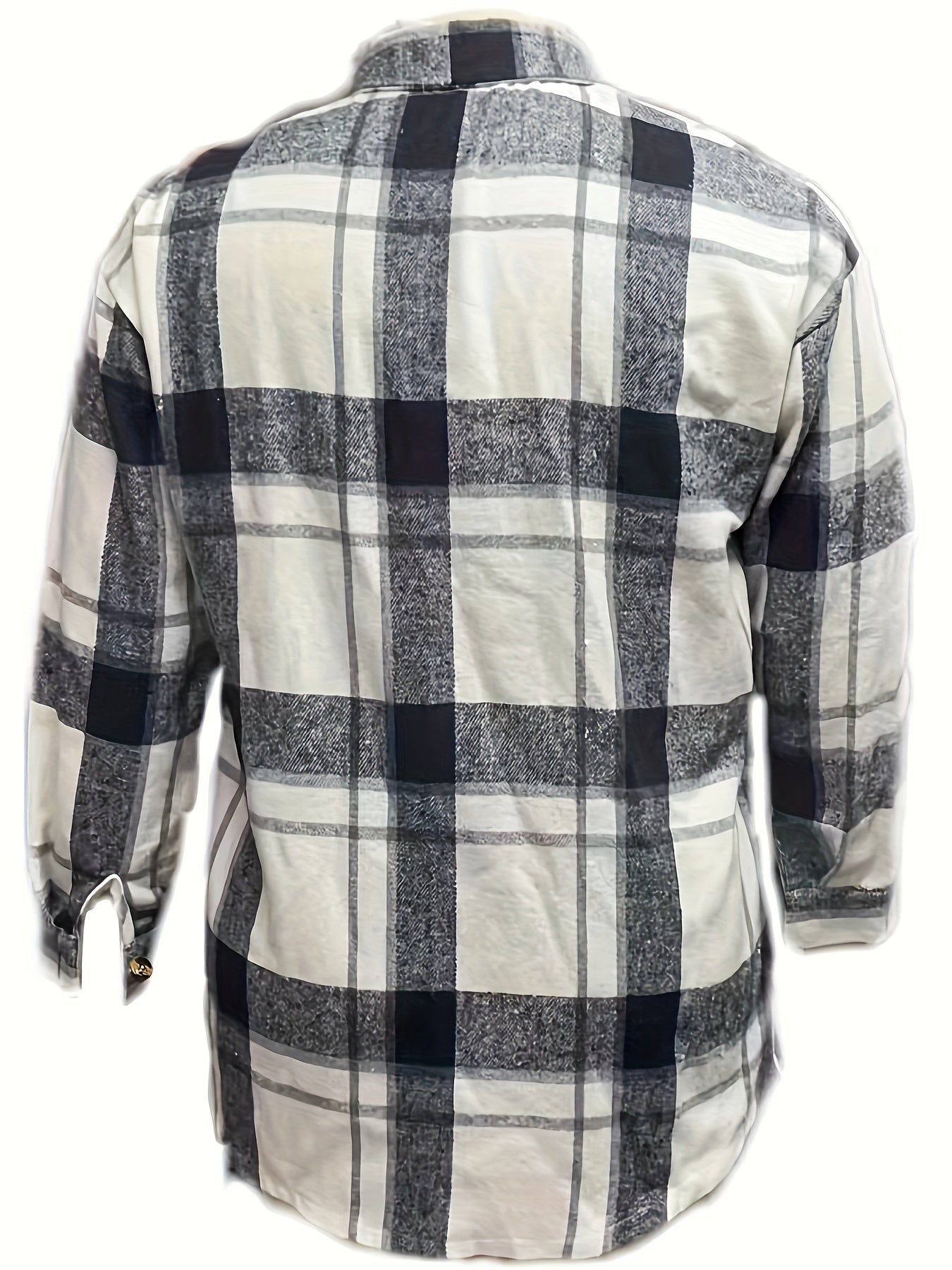  Plaid Print Long Sleeve Button Up Lapel Collar Shirt Top