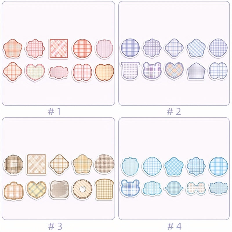 100 Sheets Cartoon Shaped Note Paper Plaid Stripes Memo Paper