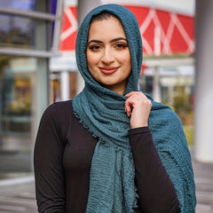 Solid Wrinkle Hijab Bandana Frayed Edge Shawl Head Wrap Scarf