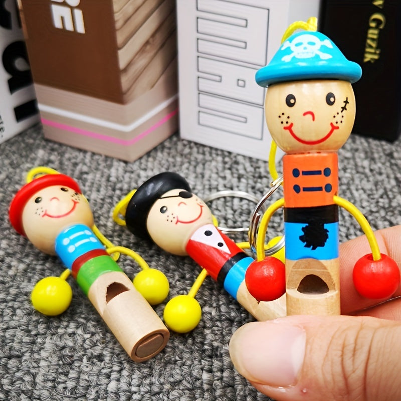 Pirate Whistle Key Chain Lockable Wooden
