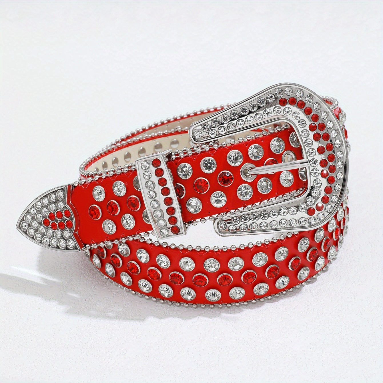 Y2K Red Rhinestone Belt Western Cowgirl