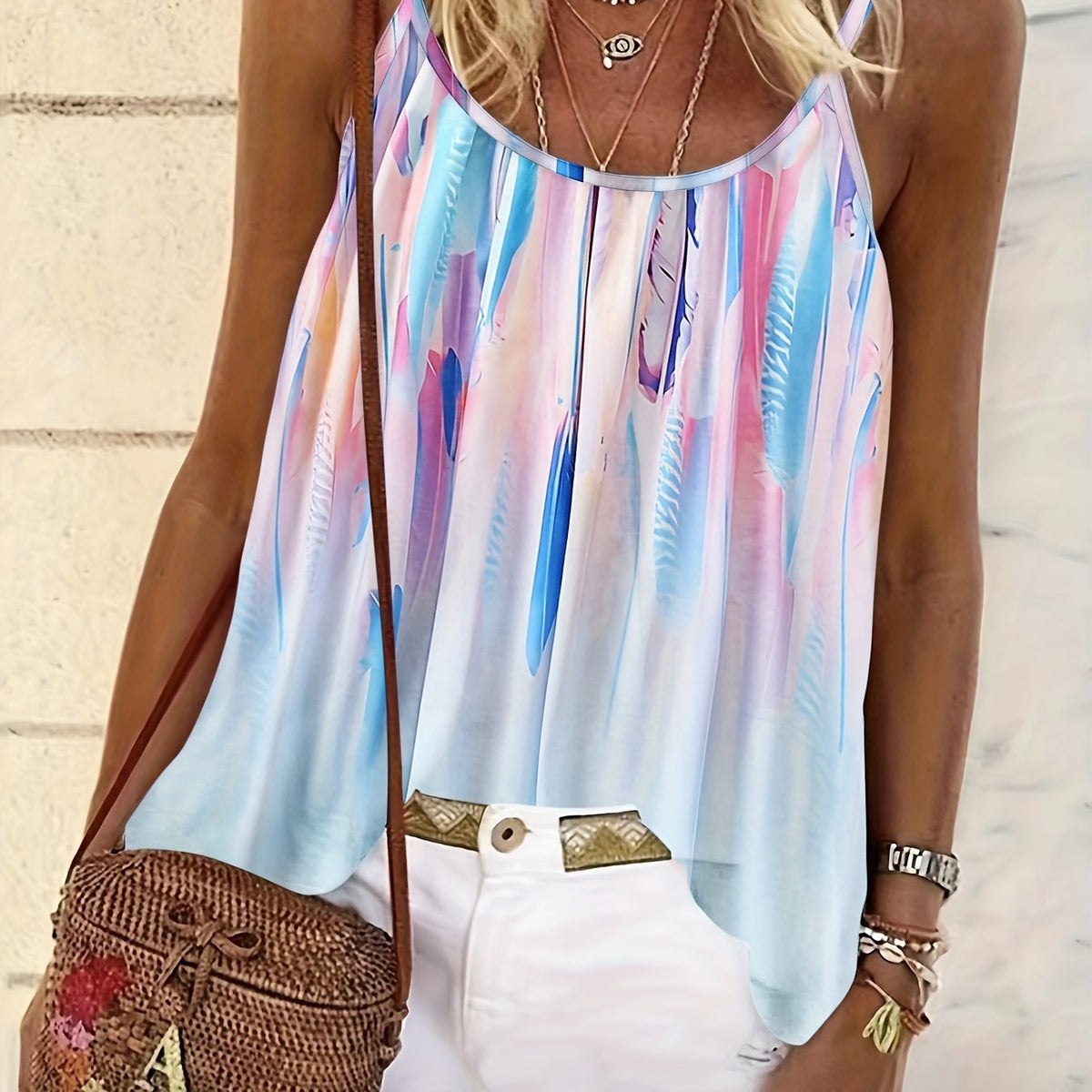 Colorful Printed Cami Top Sleeveless Summer Top