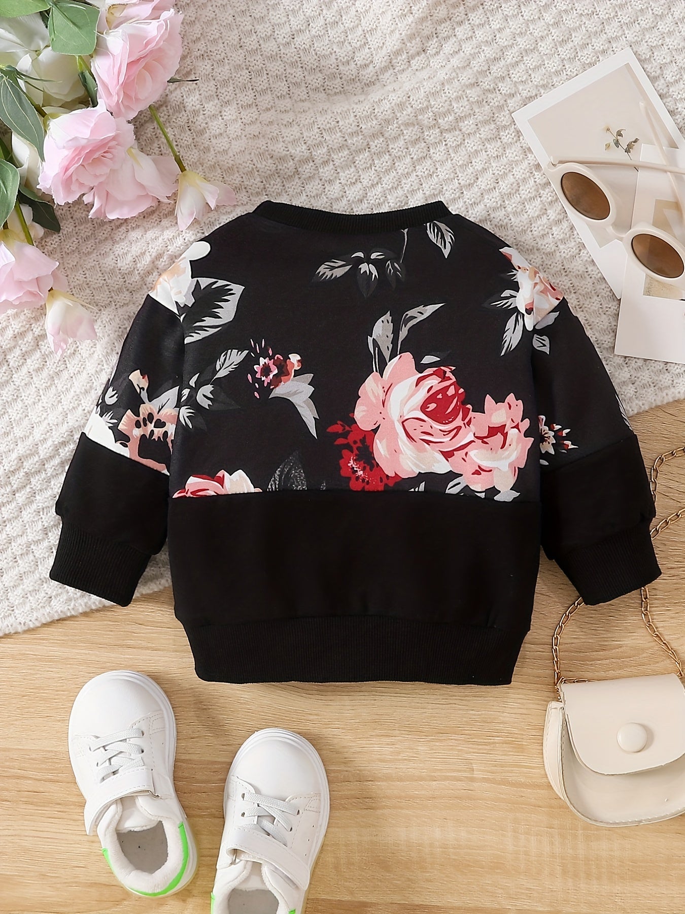 Toddler Baby Girls Sweatshirt Floral Print Long Sleeve Pullover Top