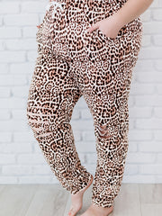 Women's Plus Leopard Print Loose Fit Trousers