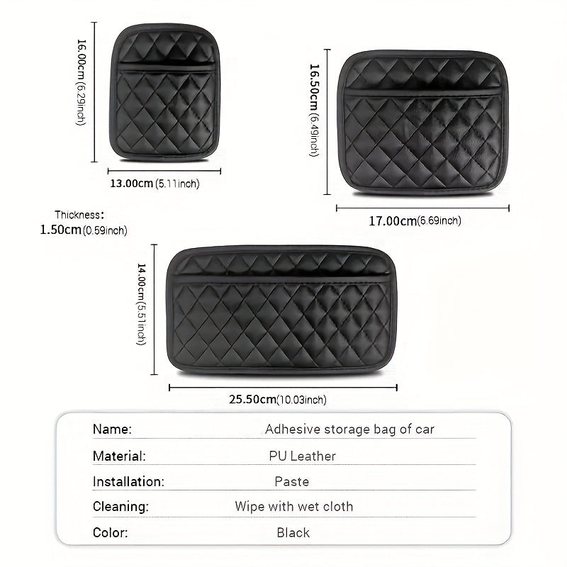 Car Storage Box Sticky Pouch PU Leather Car Storage Bag