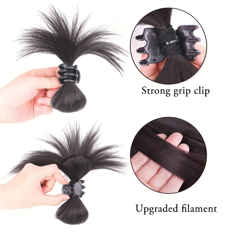 Feather Shuttlecock Hair Bun Clip Synthetic Fiber Hair Extensions