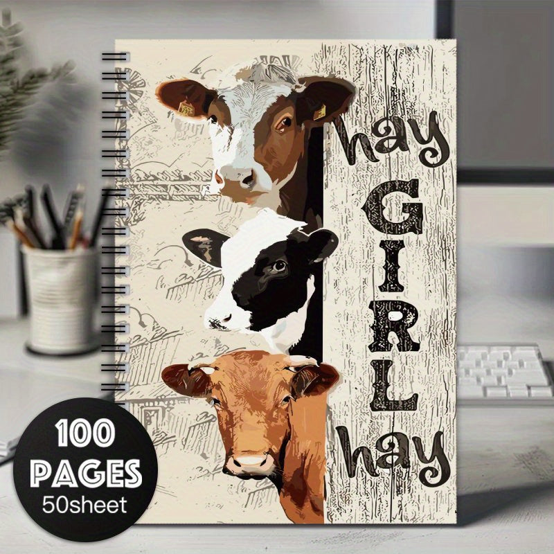Cow Theme Spiral Notebook for School & Office Use