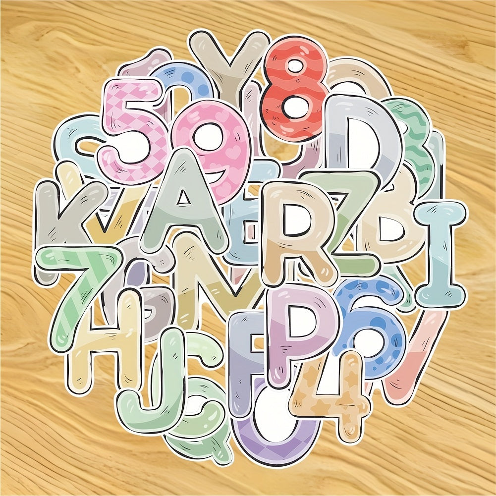 36pcs Cartoon Letter Stickers for Cup Notebook Phone Furniture Travel Cases