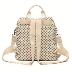 Geometric Pattern Backpack Vintage Daypack With Clutch Pouch