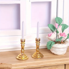 Dollhouse Candlestick Ornaments Scene Props Cabin Decor