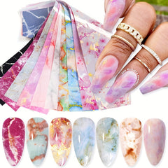 Marble Pattern Nail Foil Transfer Stickers - Nail Art Supplies