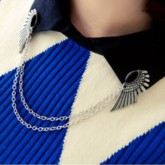 Vintage Wing Chain Gem Collar Chain Collar Pin