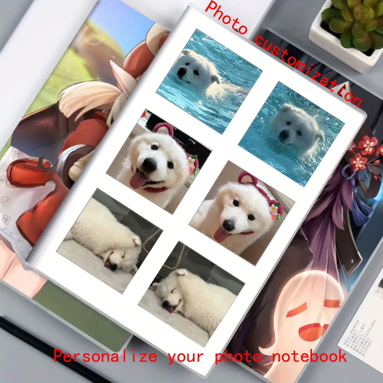 Customizable Photo Waterproof Notebook Soft Cover Journal with 6 Photo Inserts