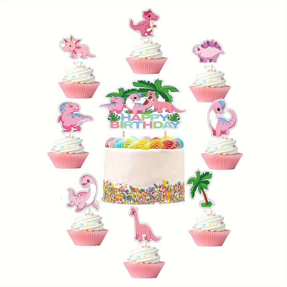 25pcs Dinosaur Cake Insert Party Supplies