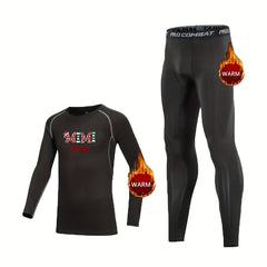 2pcs Toddler Kids Fleece Compression Sets Letter Print Crew Neck Pullover Pants