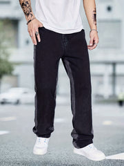 Men's Casual Distressed Straight Leg Jeans with Pockets