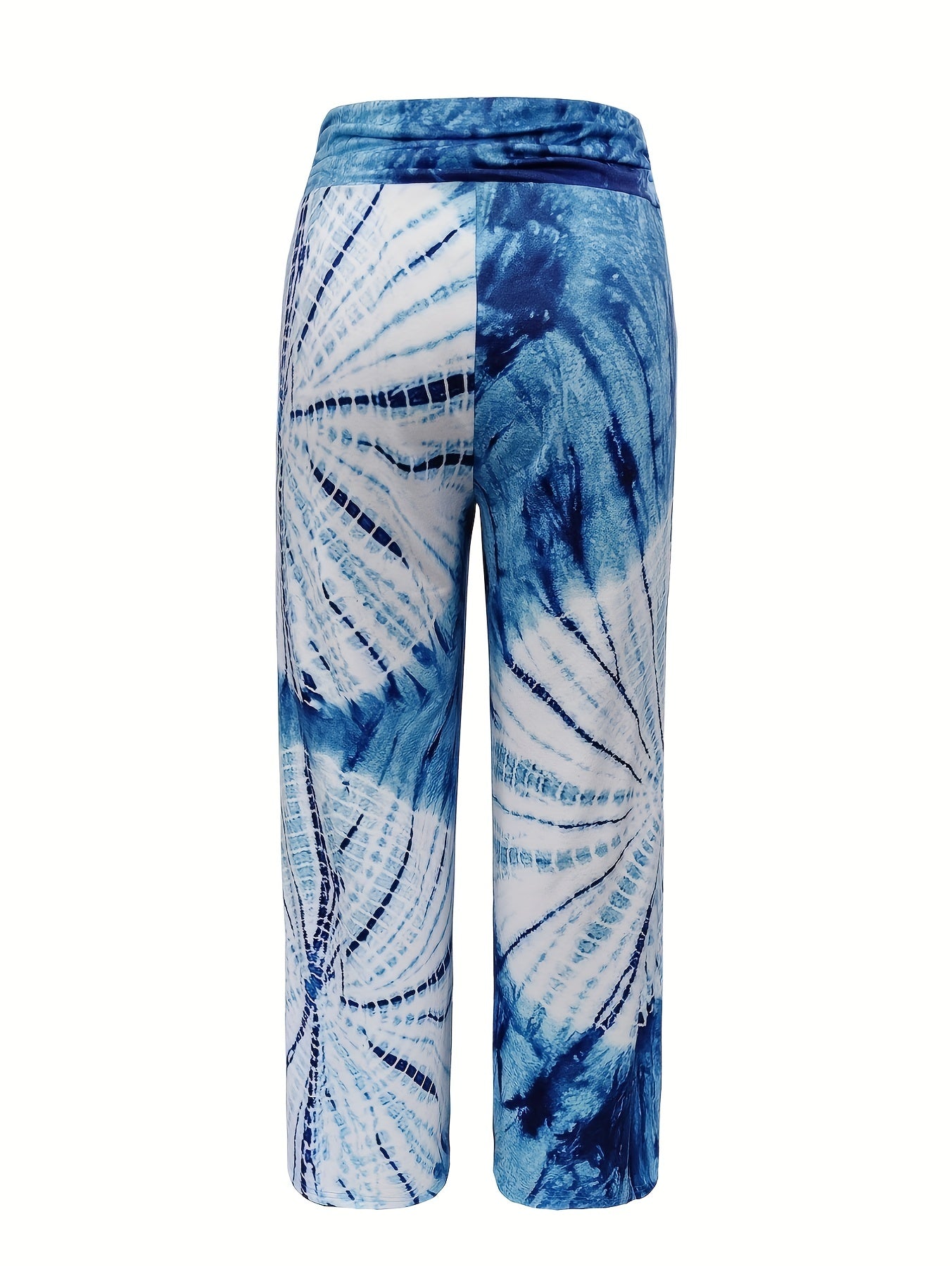  Boho Pants Women's Tie Dye Ruched Elastic High Rise Wide Leg Trousers