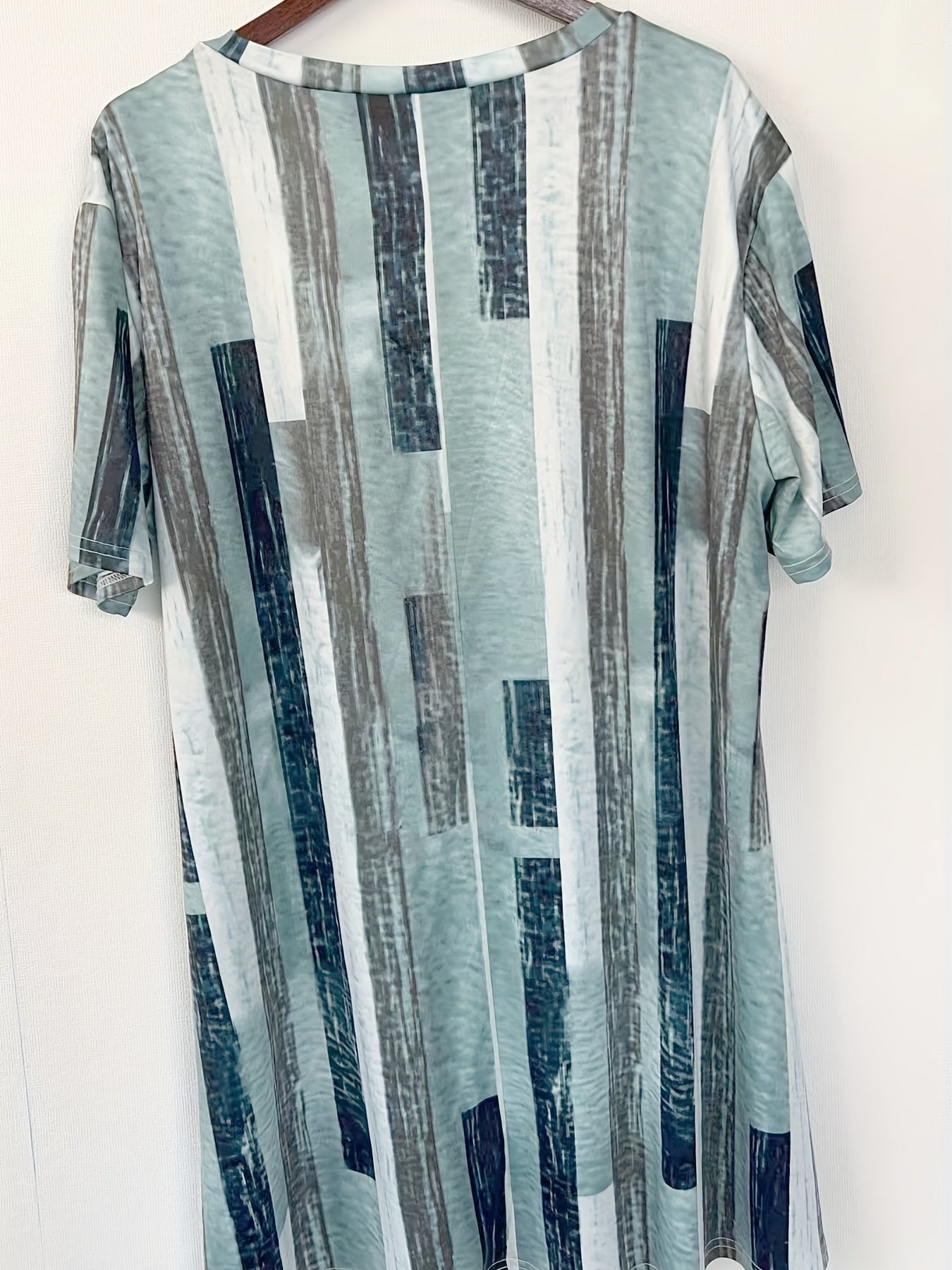  Colorblock Stripe Print Tee Dress