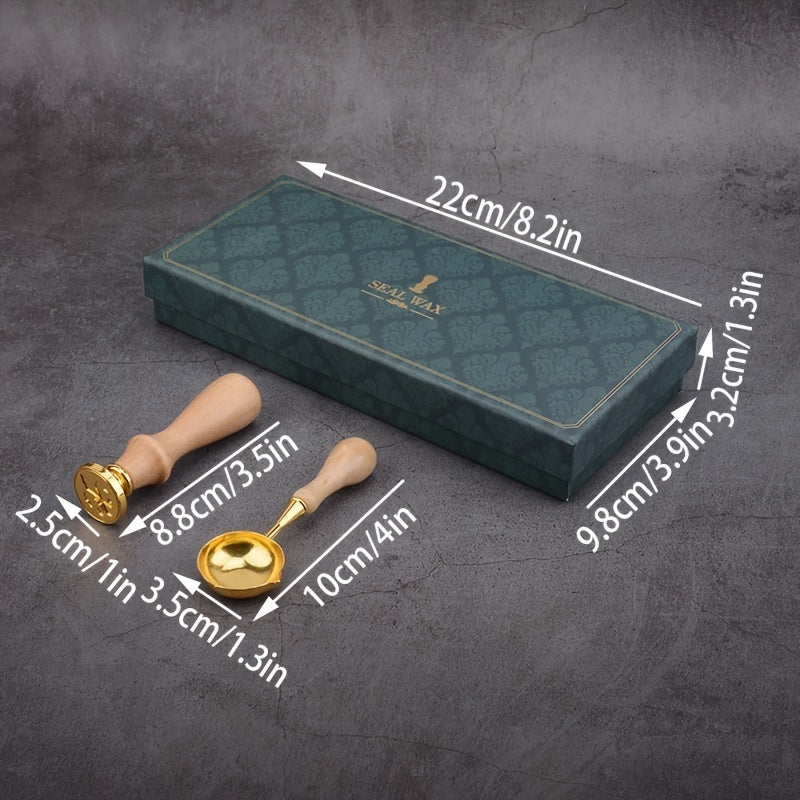 Wax Seal Stamp Set with Spoon, Wax Particles, Capsules, Candle