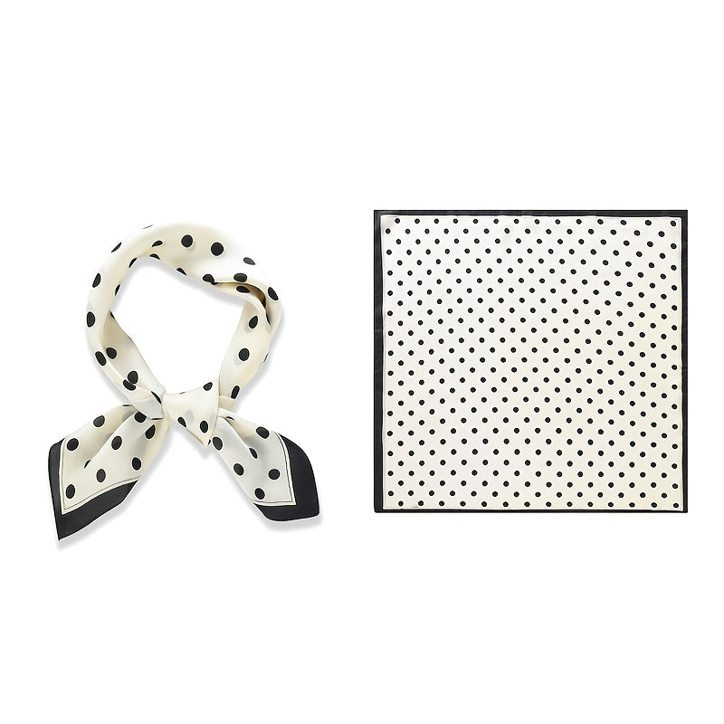70cm Polka Dot Satin Square Scarf Solid Silk Bandana Head Wrap