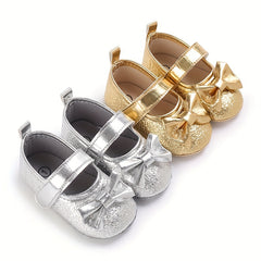 Baby Girls Bowknot Walking Shoes Non Slip Soft Flat Sole Shoes