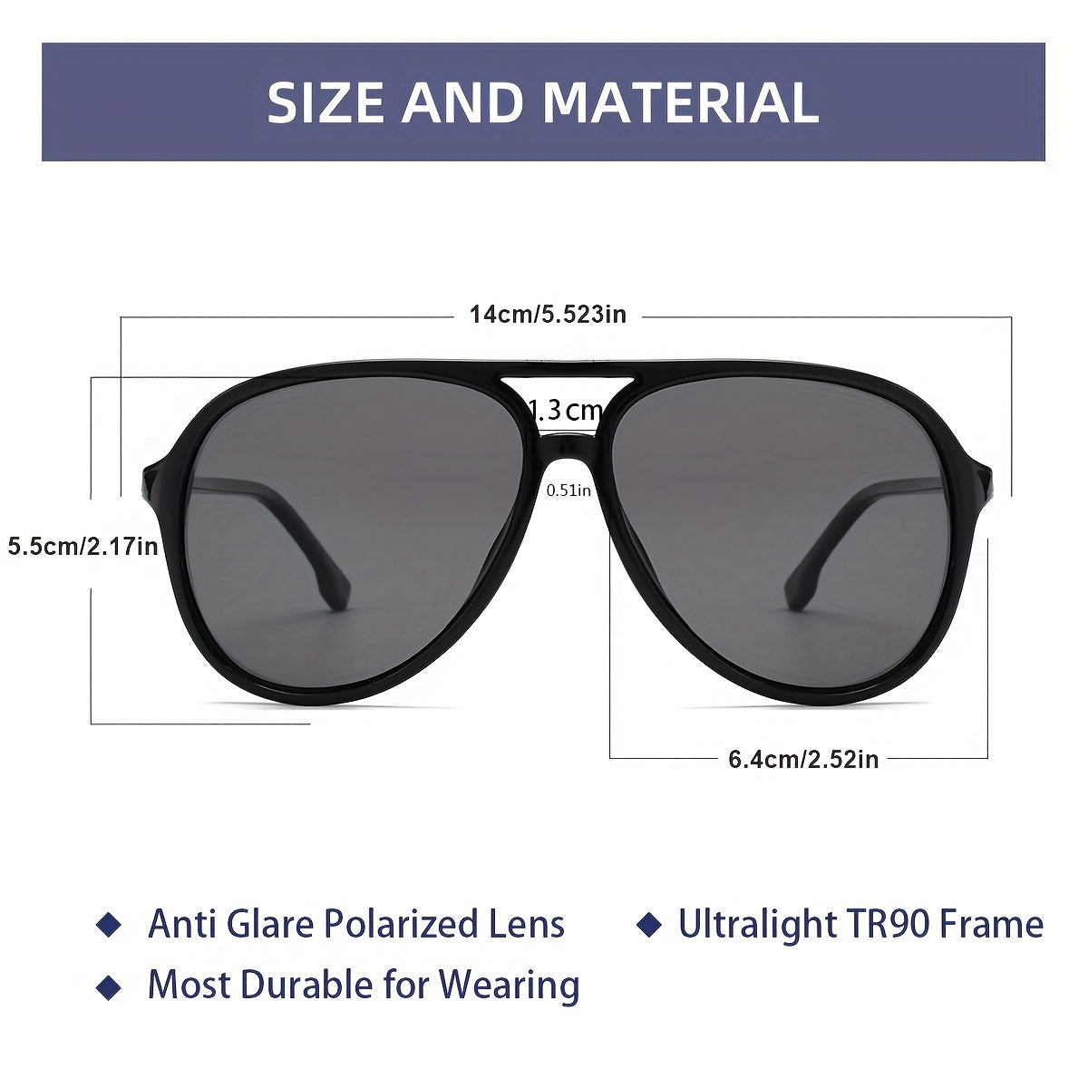 VIVIENFANG Aviator Sunglasses Polarized Lens TR90 Frame Unisex VF2201A
