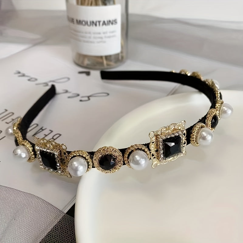 Rhinestone Head Hoop Faux Pearl Hair Band Headband Hair Accessories