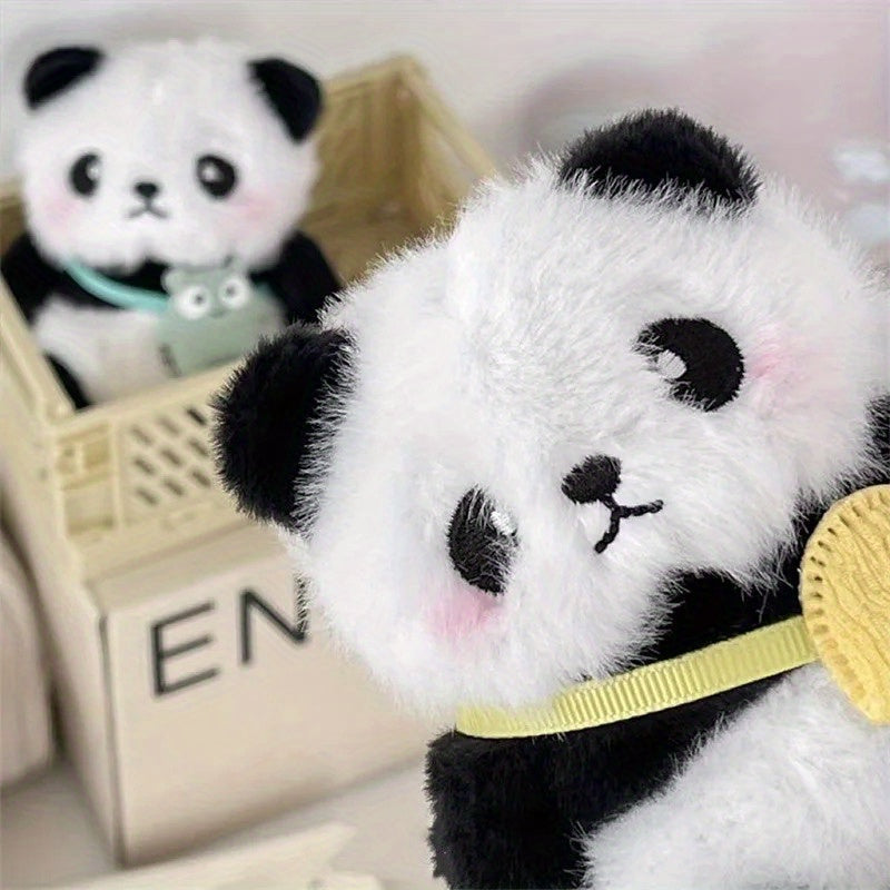 Faux Fur Panda Keychain Set - 2pcs Animal Keyring, Birthday Gift