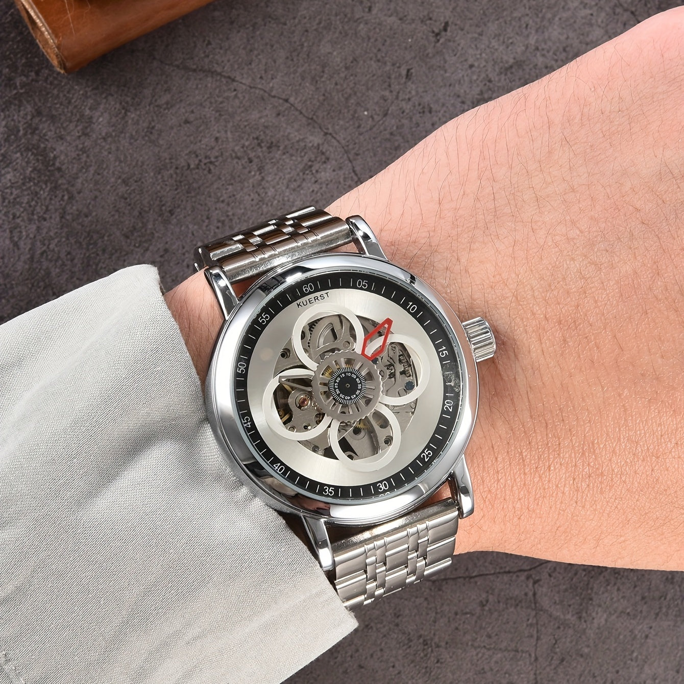Teenager s Watch Men s Butterfly Double Button Steel Automatic Mechanical Watch