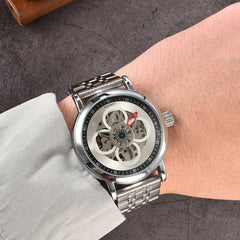 Teenager s Watch Men s Butterfly Double Button Steel Automatic Mechanical Watch