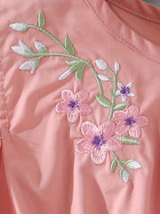 Toddler Girls Cold Shoulder Flowers Embroidered Romper Jumpsuits