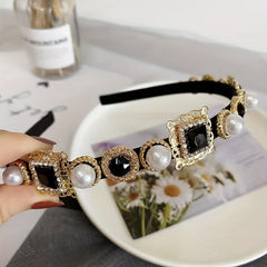 Rhinestone Head Hoop Faux Pearl Hair Band Headband Hair Accessories