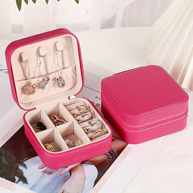 Portable Mini Jewelry Box PU Leather Organizer for Accessories