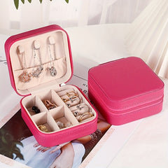 Portable Mini Jewelry Box PU Leather Organizer for Accessories
