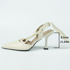 Women's Point Toe Slingback Heels Criss Cross Straps Stiletto Shoes