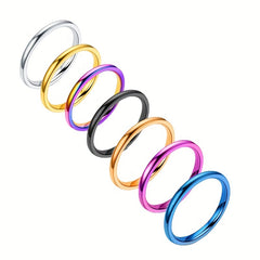 Men's 2mm Wide Stainless Steel Rings, Seven Colors, Stackable Rings