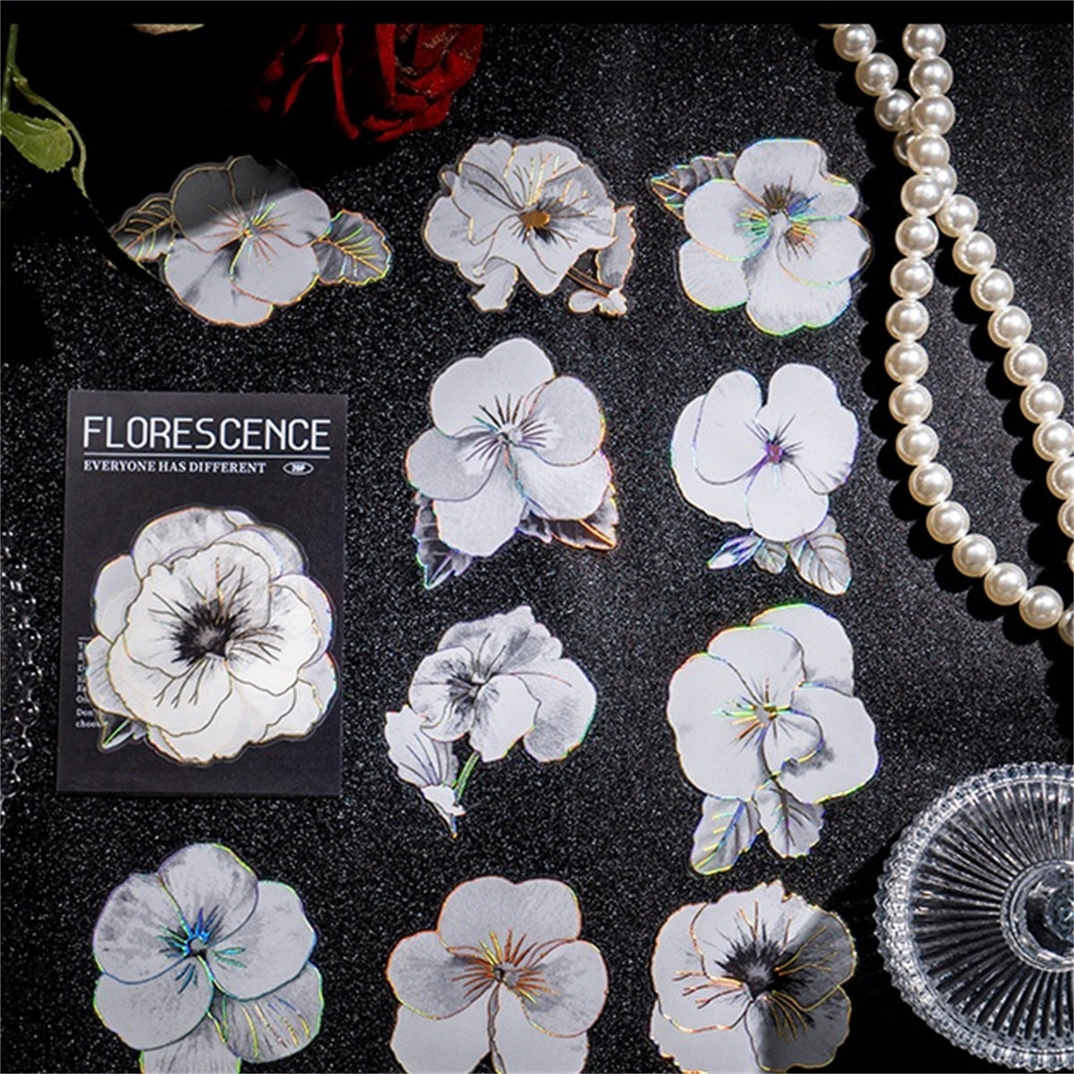 20 Sheets DIY Light Plant Flowers Stickers 9.4cm x 16.2cm
