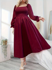  Solid Lantern Sleeve Maxi Dress