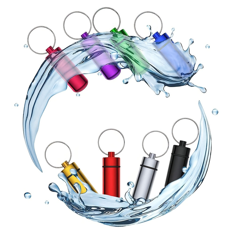 Mini Waterproof Pill Case with Keychain, Portable Container for Medi