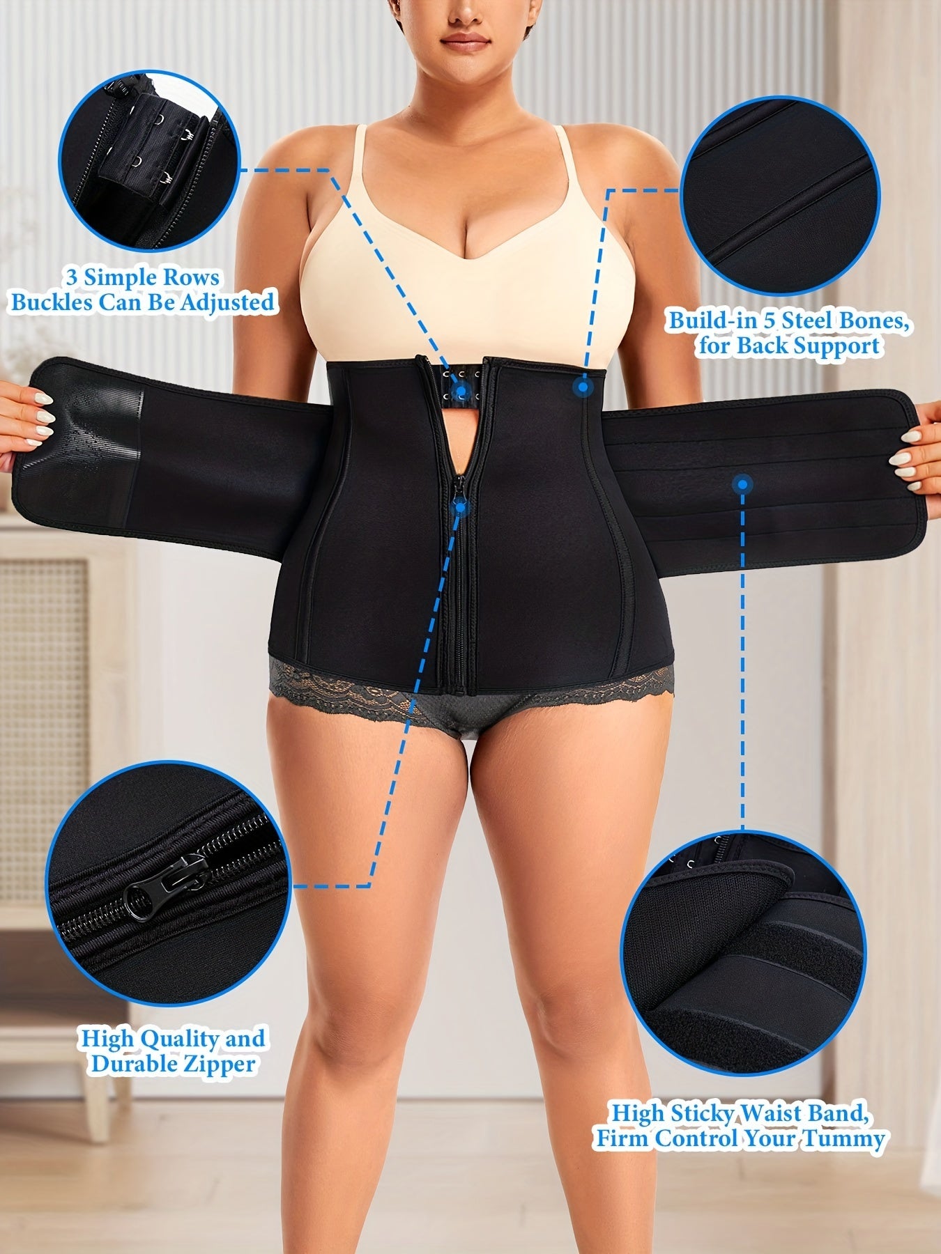  Zipper Waist Trainer Tummy Control Shaper