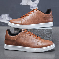 Men's Solid Skate Shoes Comfy Non Slip Casual Lace Up Sneakers